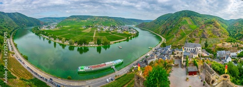 Aerial view of Beilstein from Burg Metternich, Germany photo