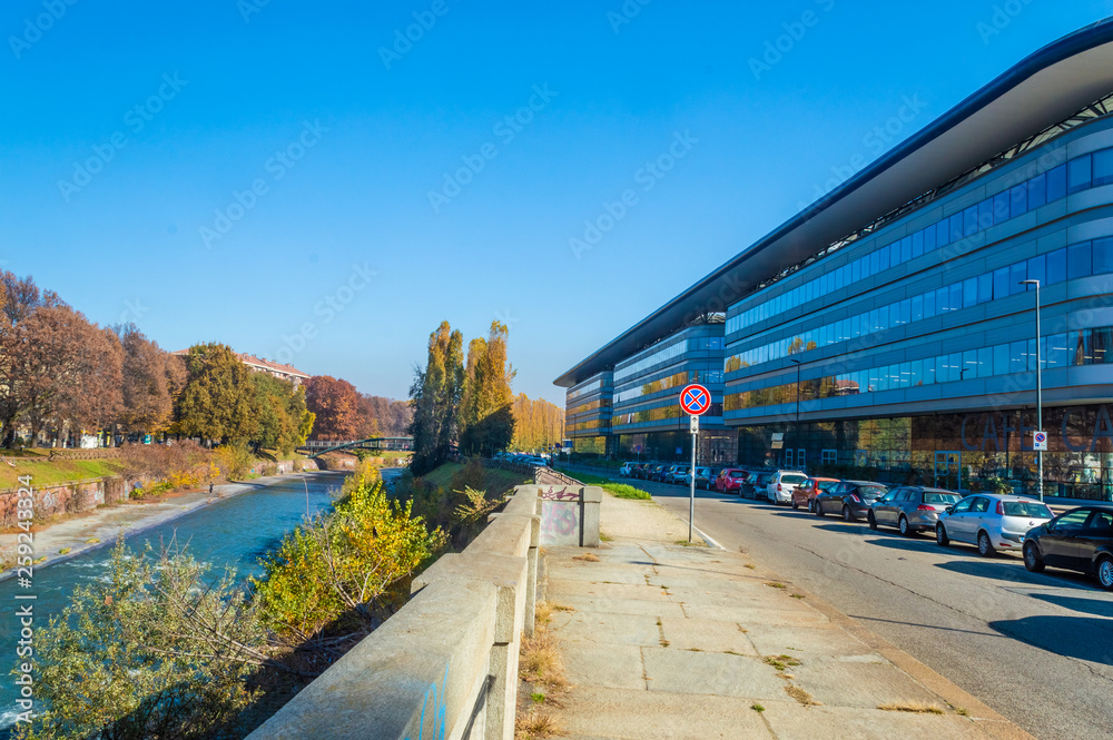 TURIN, ITALY, 27 NOVEMBER 2018: View of Campus Einaudi, the modern University of Turin