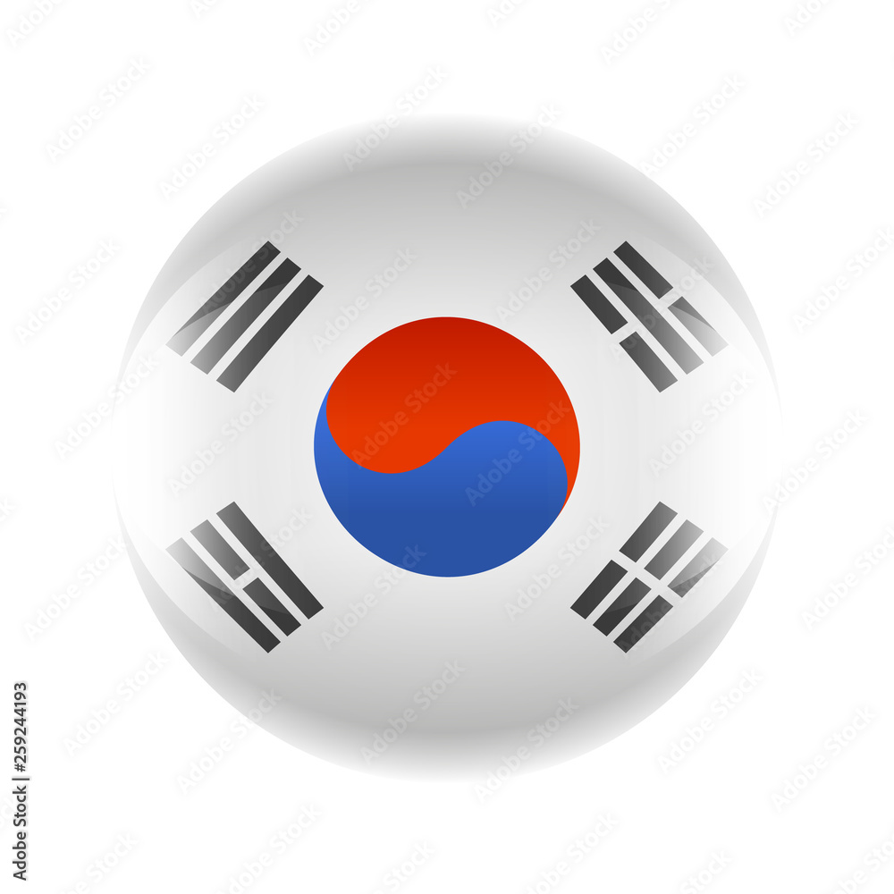South Korea flag icon in the form of a ball. Vector eps 10