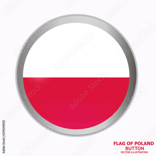 Free Download Bright button with flag of Poland. Colorful illustration with flag for web design. Illustration with grey background. - GFXLoad