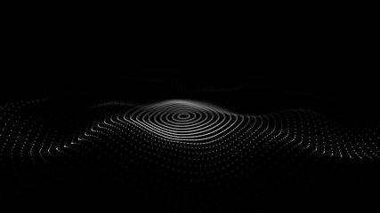 Wave 3d. Wave of particles. 3D glowing abstract digital particles background. Data technology illustration. Big data visualization. 3d rendering.
