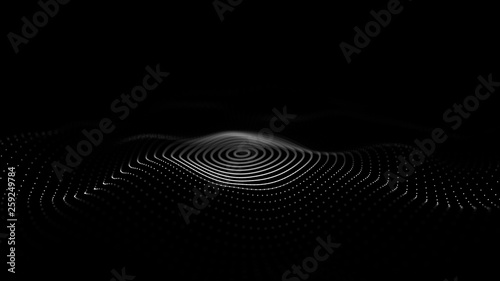 Wave 3d. Wave of particles. 3D glowing abstract digital particles background. Data technology illustration. Big data visualization. 3d rendering.
