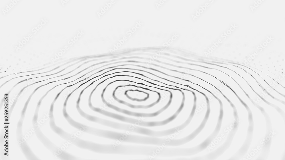Wave Visualisation Particles Wave 3d. Wave of particles. 3D glowing abstract digital particles ...