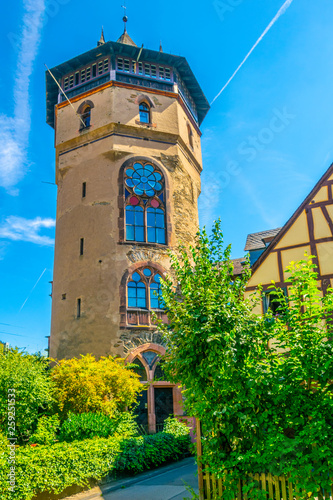 Haagsturm - Red tower in the center of Oberwesel, Germany photo