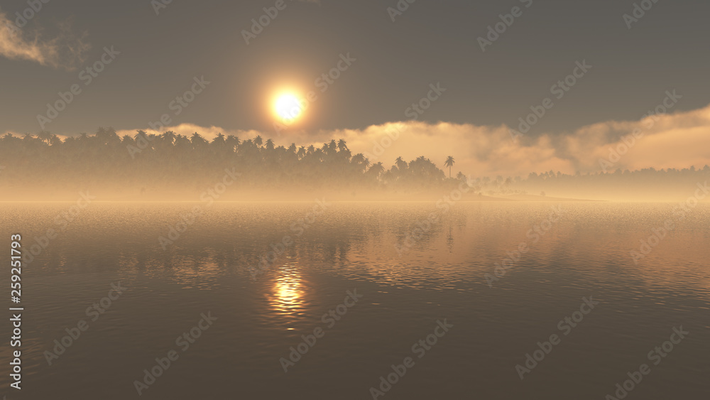 Obraz premium majestic fantasy ocean natural environment illustration with epic sky
