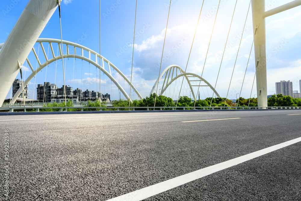 Fototapeta premium Empty asphalt road and bridge construction in shanghai