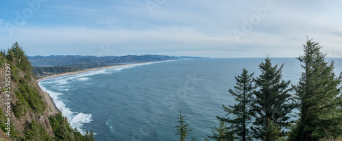 Panoramic View of the Oregon Coast Line with Sunny Skies