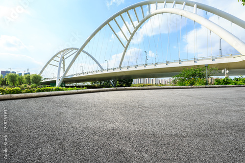 Fototapeta Naklejka Na Ścianę i Meble -  Empty asphalt road and bridge construction in shanghai