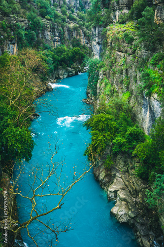 Impressive turquoise river landscape from Koprulu Canyon National Park in Manavgat  Antalya  Turkey. Koprucay.