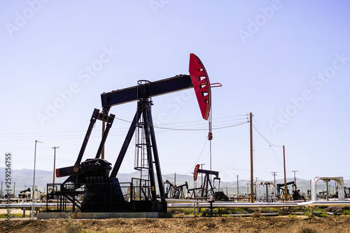 Operating oil well, Bakersfield, California
