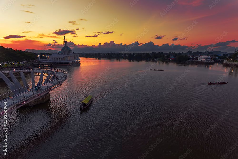 sunset on the sarawak river