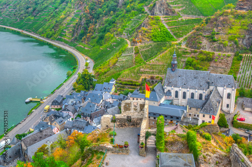Aerial view of Beilstein from Burg Metternich, Germany photo