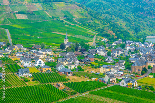 Aerial view of Ellenz-Poltersdorf from Burg Metternich, Germany photo