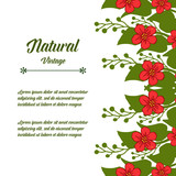Vector illustration lettering natural vintage with design red wreath frame