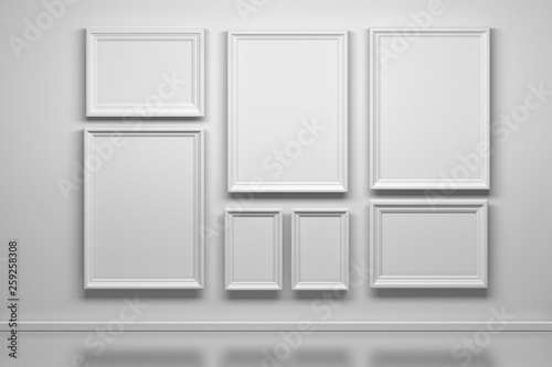 Set of many white frames