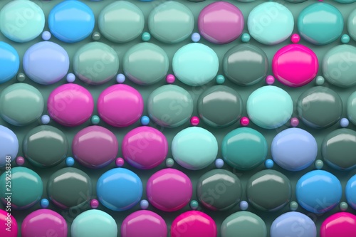 Pattern made of minty green and pink shiny balls