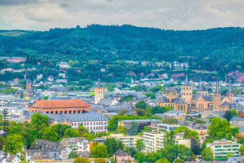 Aerial view of Trier from Petrisberg hill, Germany photo