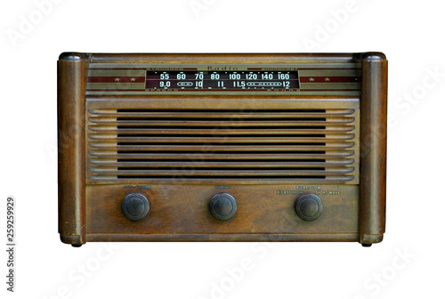 old radio isolated on white background