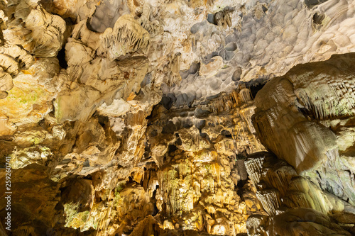 Dong Thien Cung cave on Dau Go Island this is one of the most beautiful caves in Halong Bay, Vietnam. photo