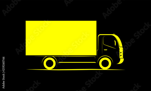 truck wagon simple side view schematic image on black background