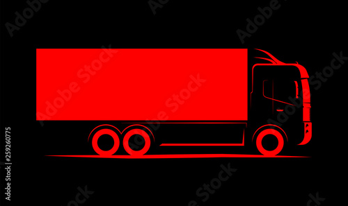 truck wagon simple side view schematic image on black background
