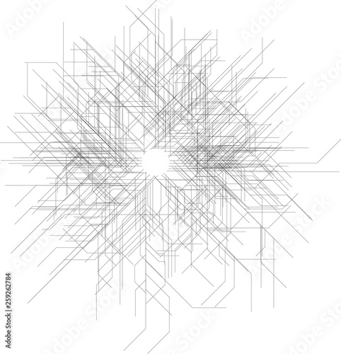 Radial Tech Elements Circular Burst of Rays / Spark