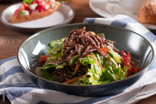 Salad with Beef Tongue and Vegetables