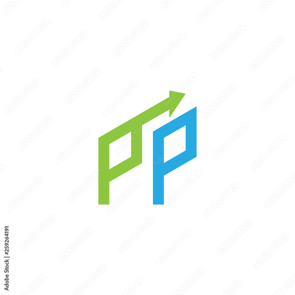 Fototapeta premium initial letter logo with growing arrows