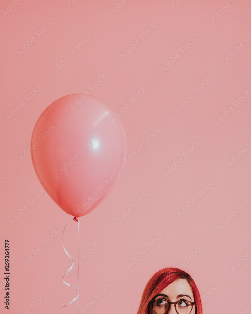 Pink haired girl with a balloon Pink haired girl with a balloon