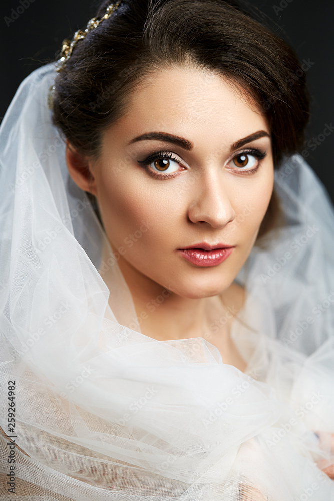 Close up beauty portrait on dark background Close up beauty portrait on dark background