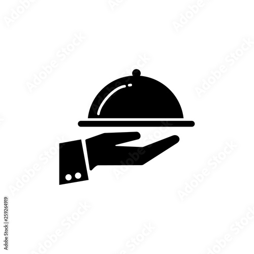 Covered food tray on a hand