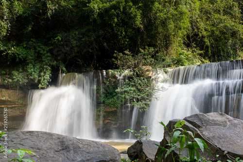 Waterfalls during the rainy season The red soil and water is flowing at Si Dit waterfall   Phetchabun in Thailand.