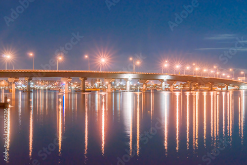 Wallpaper Mural Tauranga Harbour Bridge illuminated at night Torontodigital.ca
