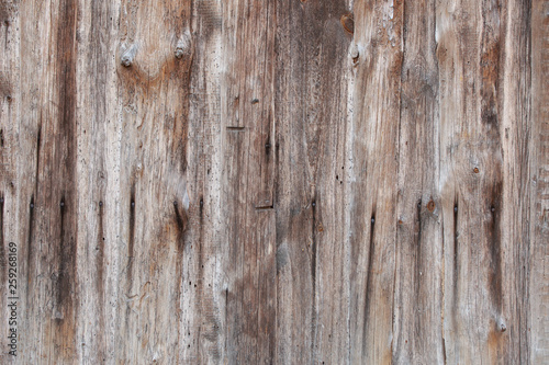Brown wood texture. Paint on the boards with cracks, scratches, chips, dust. Can be used as background for design or poster. © INTHEBLVCK