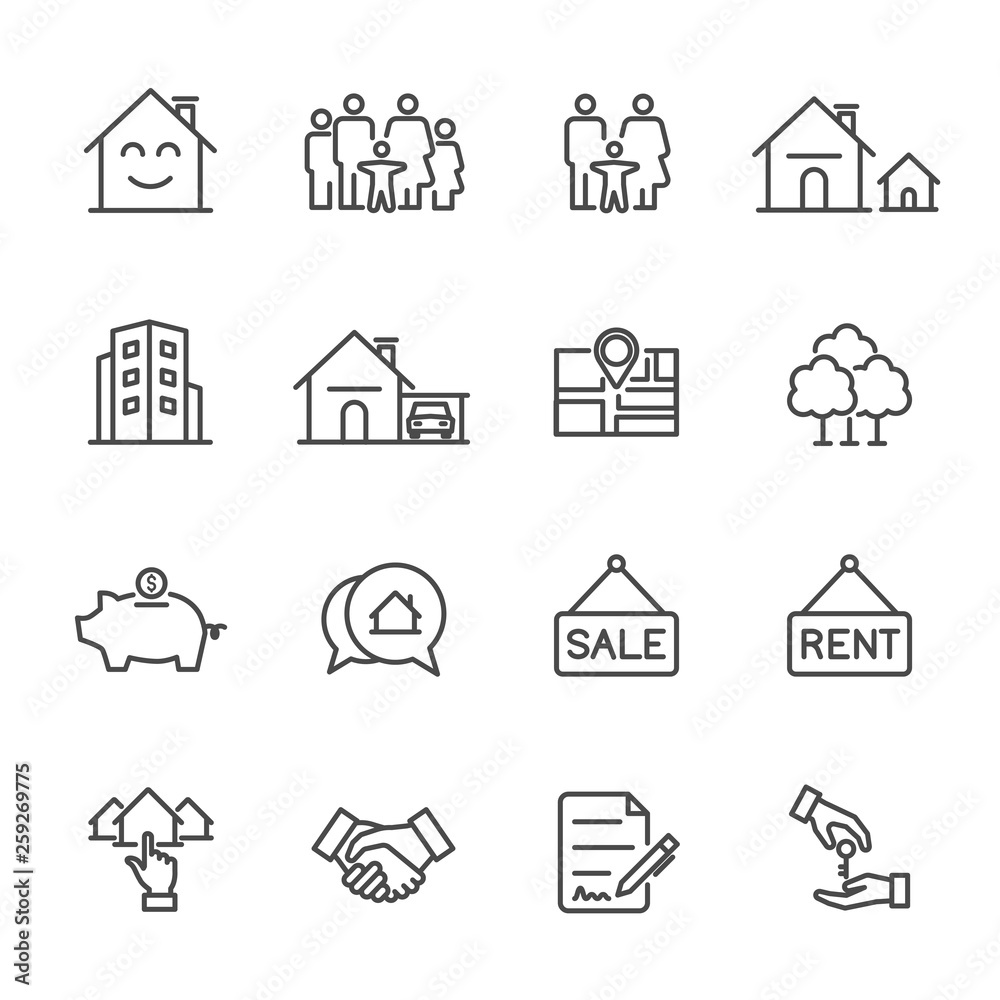 Real Estate Related Vector Line Icons - Vector Real Estate Related Vector Line Icons - Vector