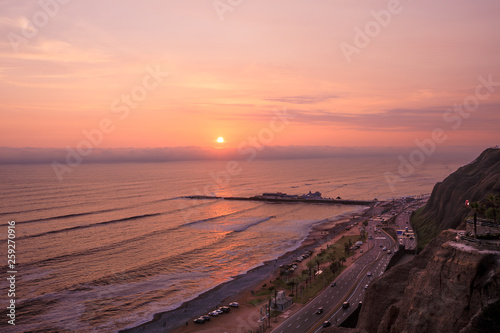 Sunset of the Beach in Lima Peru