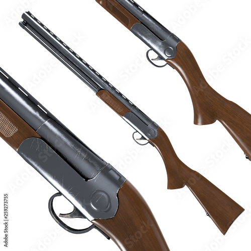 Realistic hunting rifles. 3d Rendering Isolated on White Background
