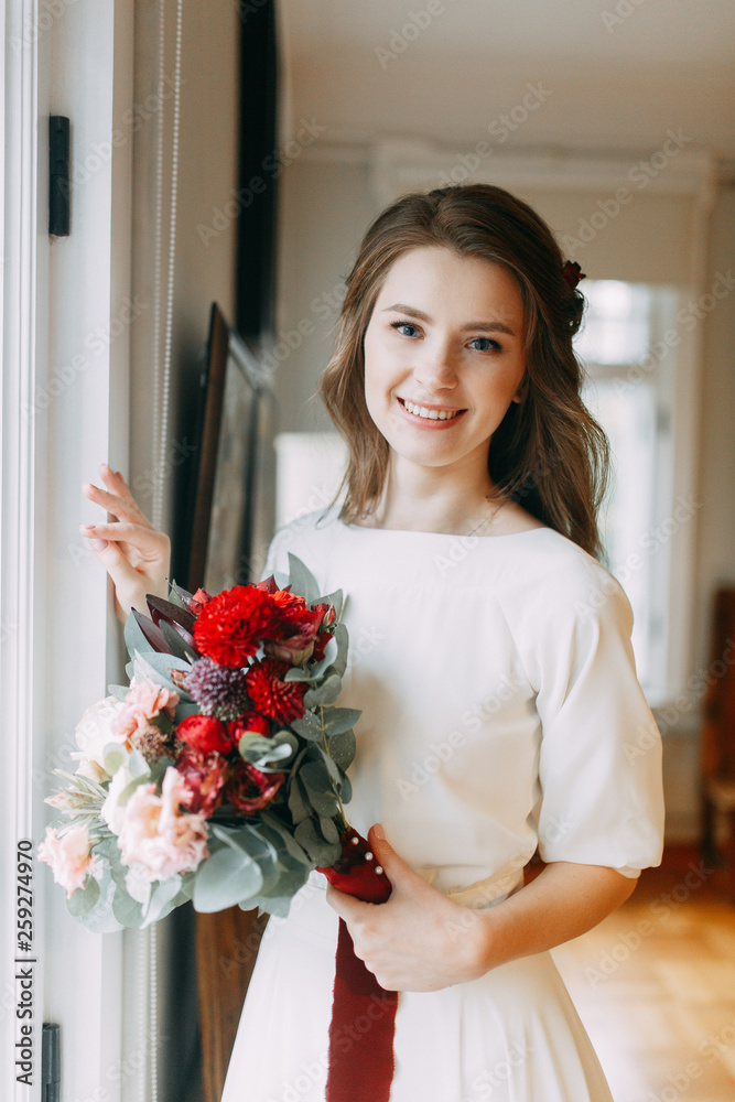 Light wedding photo shoot in the Museum. Beautiful bride in fine art Studio. Light wedding photo shoot in the Museum. Beautiful bride in fine art Studio.