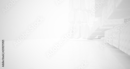 White smooth abstract architectural background. 3D illustration and rendering