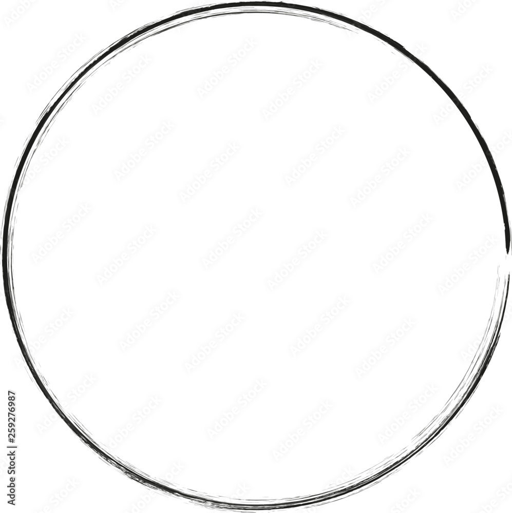 vector brush strokes circles of paint on white background. Ink hand