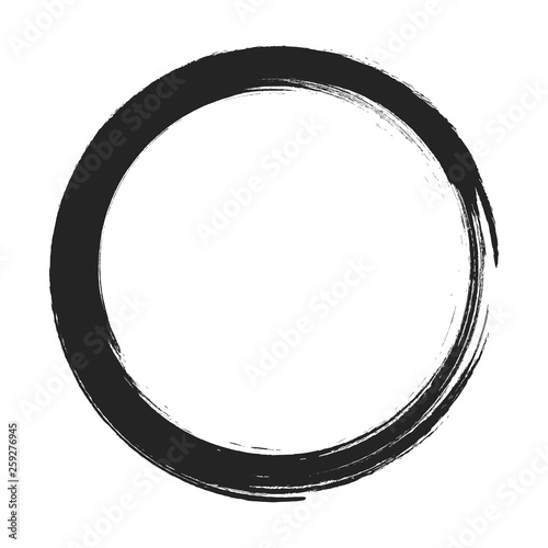 vector brush strokes circles of paint on white background. Ink hand drawn paint brush circle. Logo, label design element vector illustration. Black abstract circle. Frame.