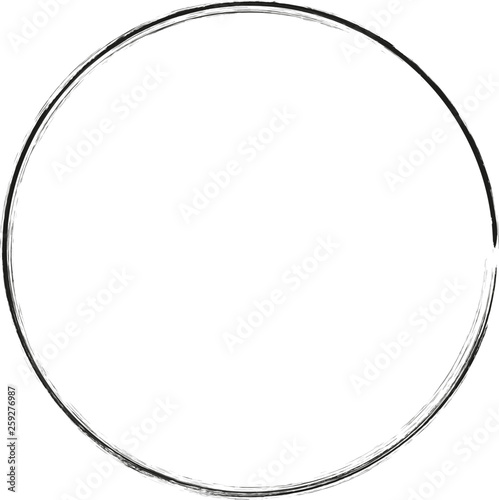 vector brush strokes circles of paint on white background. Ink hand drawn paint brush circle. Logo, label design element vector illustration. Black abstract circle. Frame.