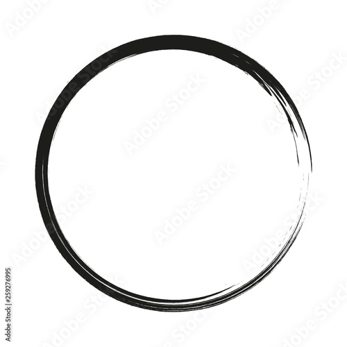 vector brush strokes circles of paint on white background. Ink hand drawn paint brush circle. Logo, label design element vector illustration. Black abstract circle. Frame.