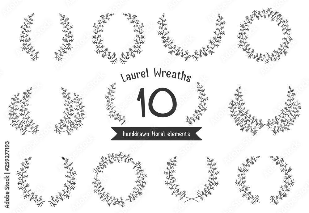 Fototapeta premium Hand Drawn Laurel Wreaths