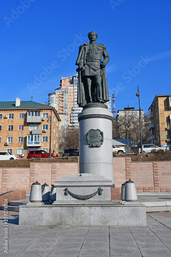  Russia. Monument of Muravyov-Amursky in Vladivostok in winter in sunny day photo