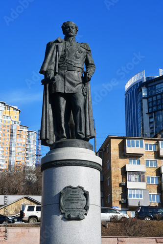  Russia. Monument of Muravyov-Amursky in Vladivostok in winter in sunny day photo