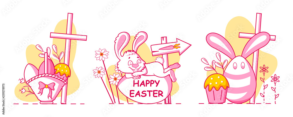 Fototapeta premium Happy Easter holiday celebration background in vector