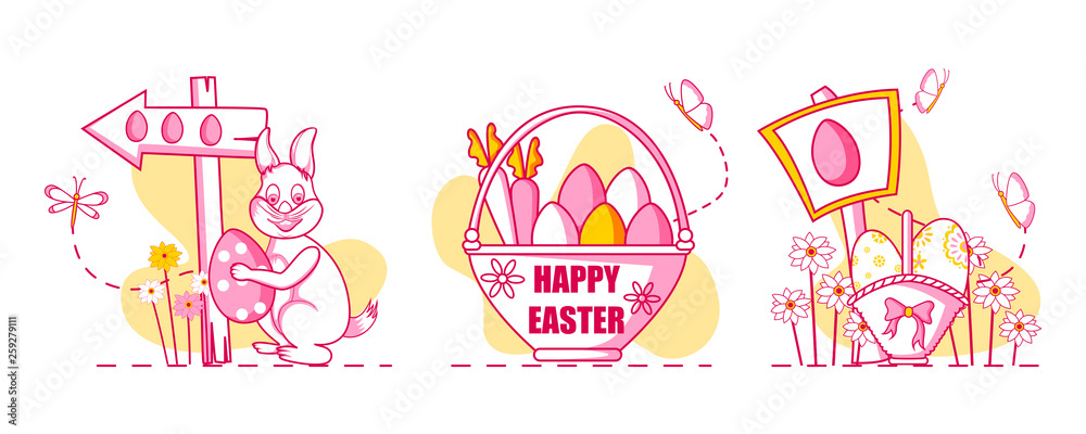 Fototapeta premium Happy Easter holiday celebration background in vector