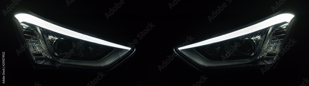 headlight of modern prestigious car closeup