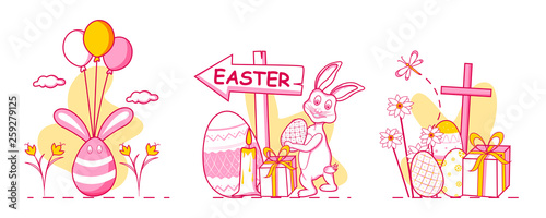 Happy Easter holiday celebration background in vector